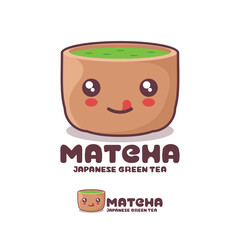green matcha tea cartoon illustration vector, suitable for, logos, prints, labels, packaging, stickers