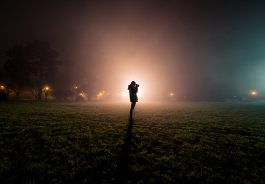 Taking pictures during a foggy night