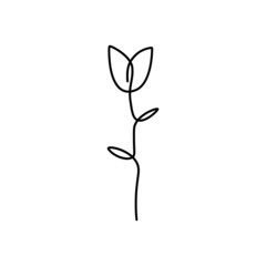 dutch tulip flower in one line art