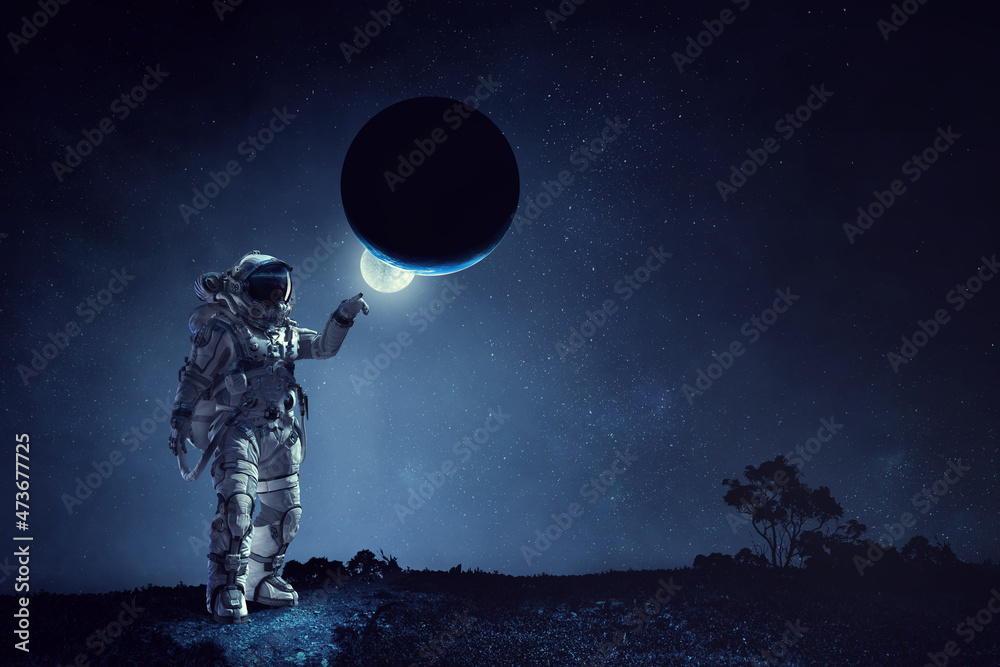 Canvas Prints astronaut walking on an unexplored planet