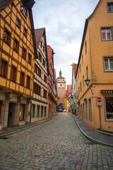 Germany, Rothenburg, fairy tale town, street, old clock tower