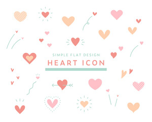 かわいいハートのアイコンセット　シンプル　飾り　装飾　バレンタインデー　ハートマーク　可愛い