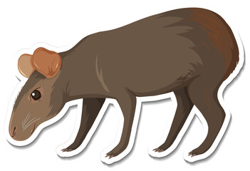 A sticker template of black capybara cartoon character