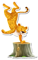 Cheetah dancing cartoon character on white background