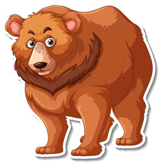 Grizzly bear animal cartoon sticker