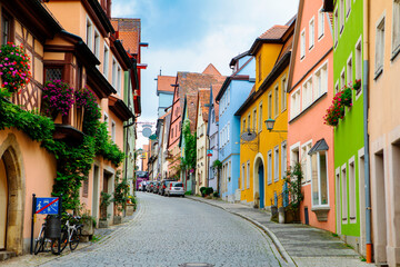 Obraz na płótnie Canvas Germany, Rothenburg, fairy tale town, street, old clock tower