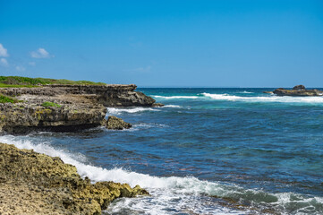 Fototapeta premium uninhabited island in the caribbean and atlantic ocean on the border