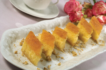 Revani sweet Turkish Traditional Dessert Made by semolina