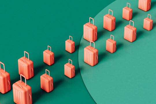 travel suitcases arranged in a row.