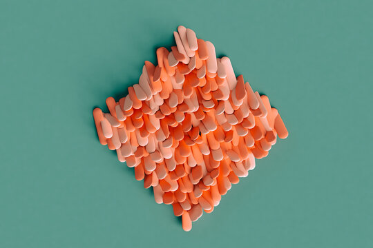 abstract pink forms shaping into a rhombus. 3d render.