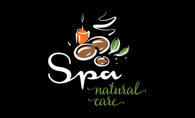 Drawn vector SPA logo on a black background