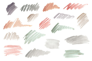 Vintage watercolor brush strokes. Set of hand-drawn elements for design. Use for logo or web design
