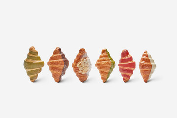 Different baked croissants