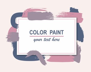 brush strokes with rectangle frame isolated on white background. 