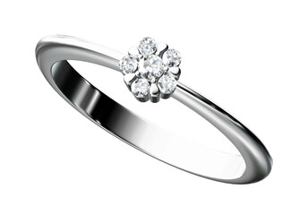 Wedding ring on white background. 3D rendering