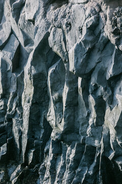 Rough rocky formation in mountainous terrain