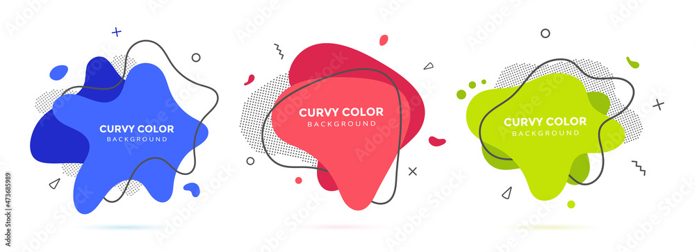 Poster modern liquid irregular amoeba blob shape abstract elements graphic flat style design fluid vector i