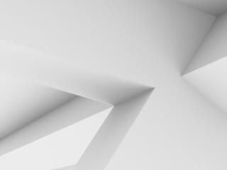 Abstract white minimal geometric installation, 3d render