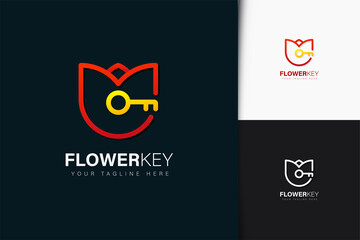 Flower key logo design with gradient