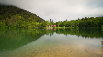 Obraz premium Panoramic morning view of the Black Lake. Artvin, Turkey 
