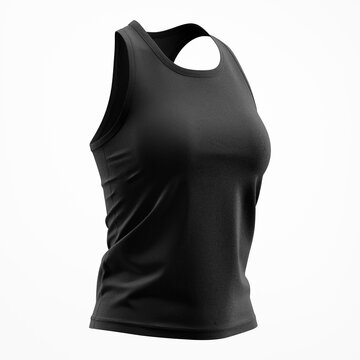 Women's Tank Top Mockup, Half Side Front View - 3D Illustration Isolated on White Background