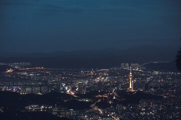 The night view of the city on a dark night.