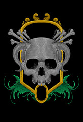 Skull with ornament artwork illustration