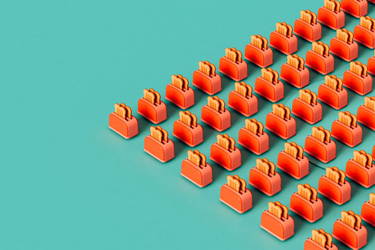 3d pattern of red/pink Toaster with copy space. 3d