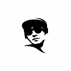 gentleman face silhouette vector, vector design logo