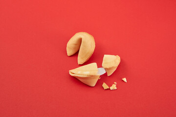 Broken and whole Chinese fortune cookies