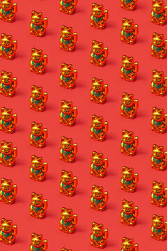 Pattern of Chinese waving cats statues