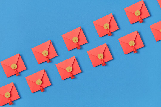 Red envelopes in rows