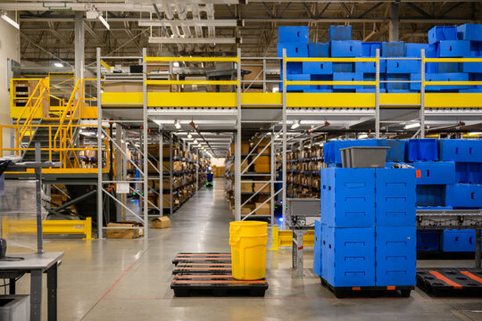 E-Commerce Warehouse Interior with Nobody