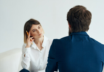 business man and woman office communication work