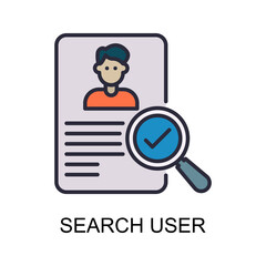 Search User vector Filled outline Icon Design illustration. Web And Mobile Application Symbol on White background EPS 10 File