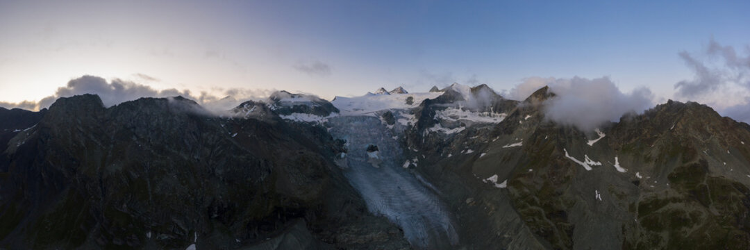 Drone panorama of Moiry glacier