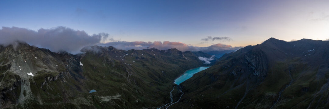 Drone view of Lac de Moiry