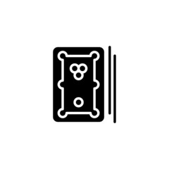 billiard table icon designed in black solid style and glyph style in sports icons category