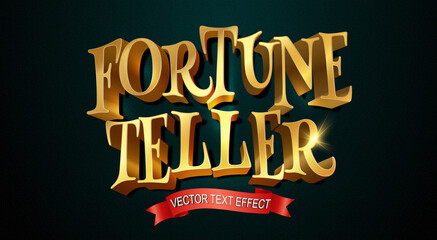 golden fortune teller vector text effect