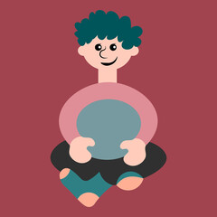 a man sitting cross his legs - a picture on the avatar of a site or blog, a child, a boy. Design element