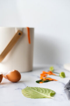Perilla leaf and produce on table