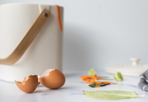 Egg shells on counter