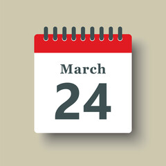 Icon day date 24 March, template calendar page