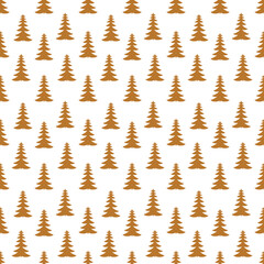 Sketch Christmas Tree Seamless Pattern, New Year Background
