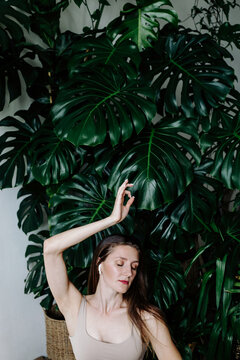 Female meditating gesturing mudras