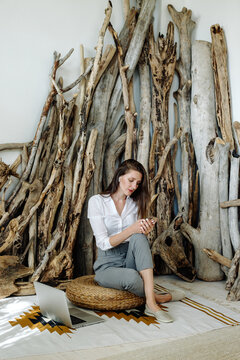 Woman chatting using smartphone