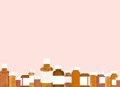 Pill Bottle Illustration with Copyspace