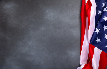 Martin Luther King Day - American flag on black old abstract background