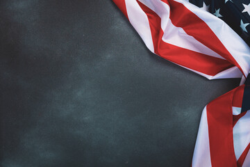 Martin Luther King Day - American flag on black old abstract background