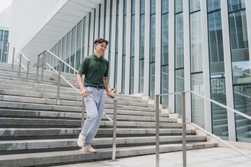 Man walking down the stairs